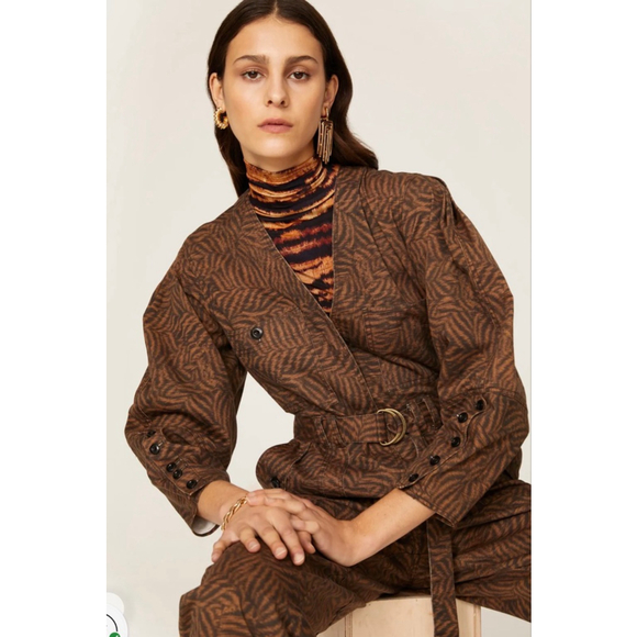 Ulla Johnson Ezra Animal Print Crop Leg Jumpsuit - Picture 5 of 13